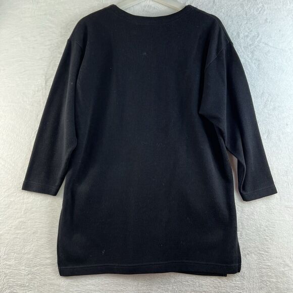 Vtg Express Tricot XS Cardigan Sweater Button Up Long Relax Black Whimsigoth - Picture 11 of 12